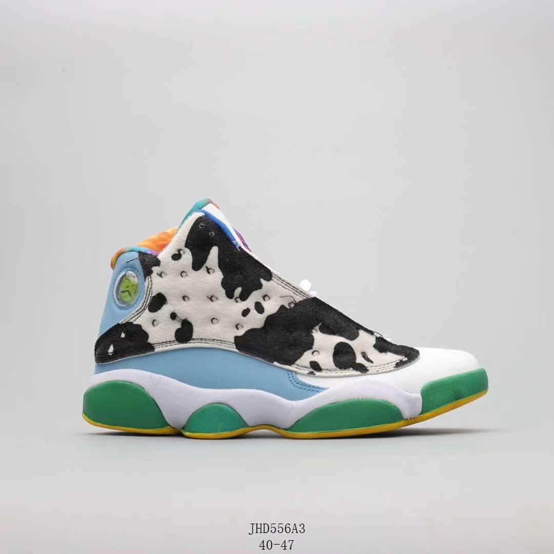 New Men Air Jordan Retro 13 Cow Print Shoes - Click Image to Close